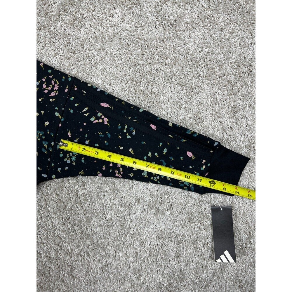Adidas Girls Floral Hoodie Black Multicolor Pullover Sweatshirt Size S 7/8 NWT - Picture 4 of 8